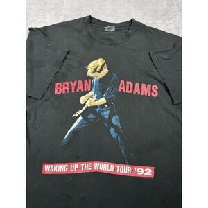 Bryan Adam Shirt Mens XL‎ Black Waking Up The World Tour Vtg 1992 Double Sided